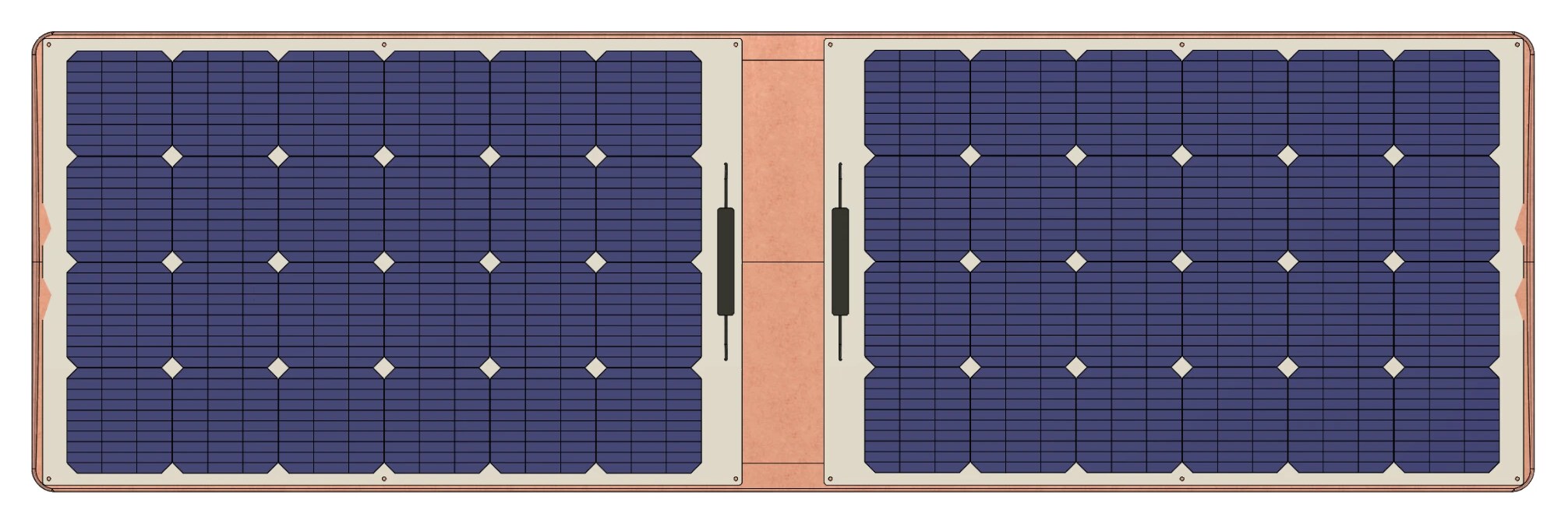 View from above: the deck with its two solar panels