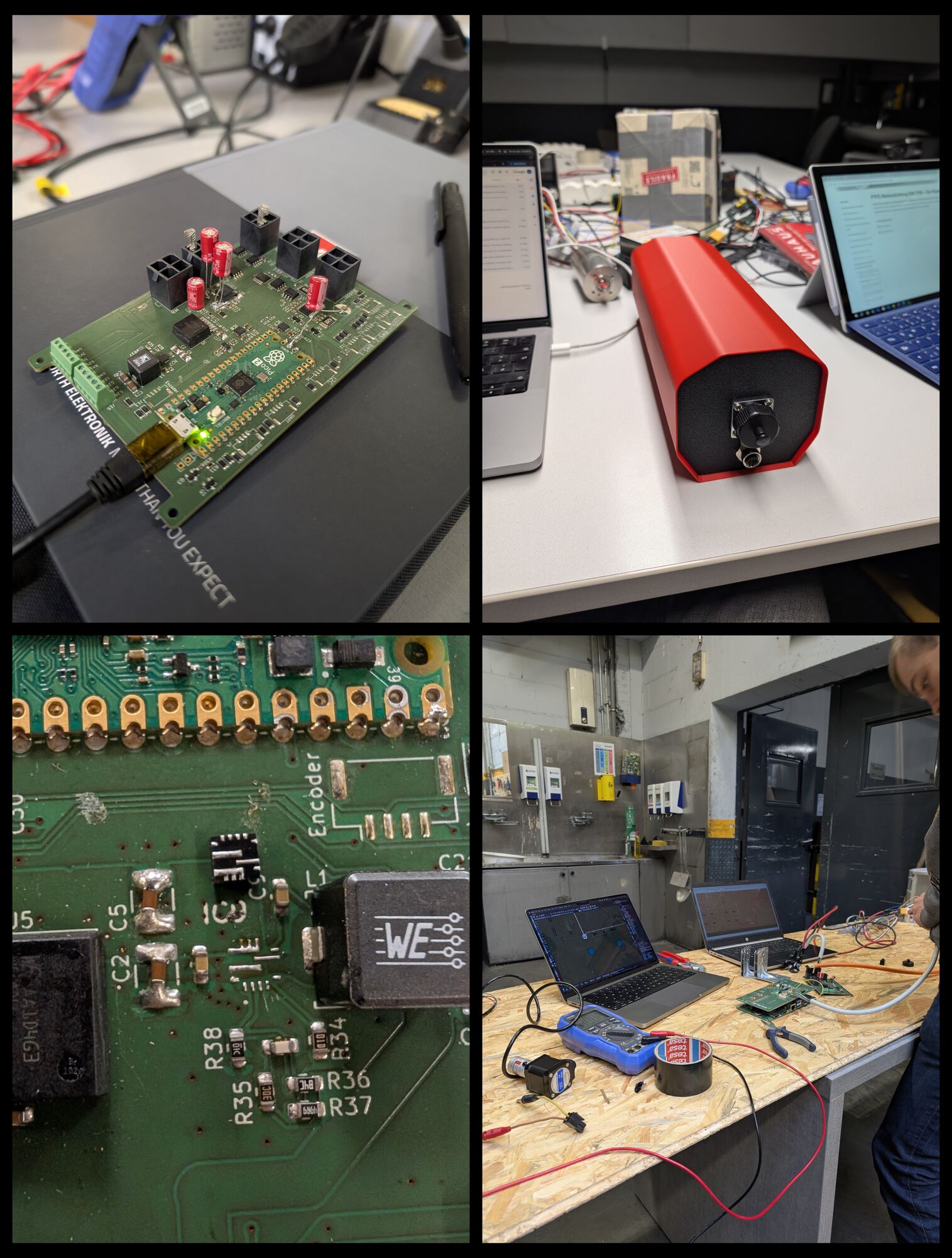 Power distribution board, battery enclosure, converter, and electronics testing